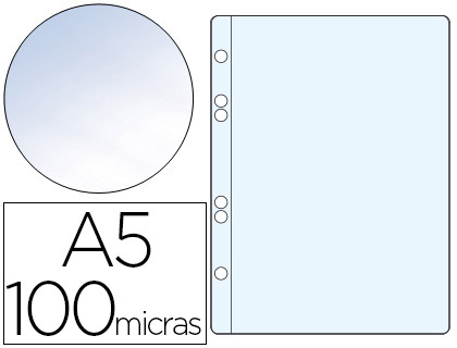 Funda multitaladro Q-Connect A5 polipropileno 100µ cristal